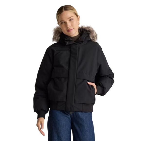 New Quince Women's Responsible Down Hooded Short Parka Black Size XL 1709
